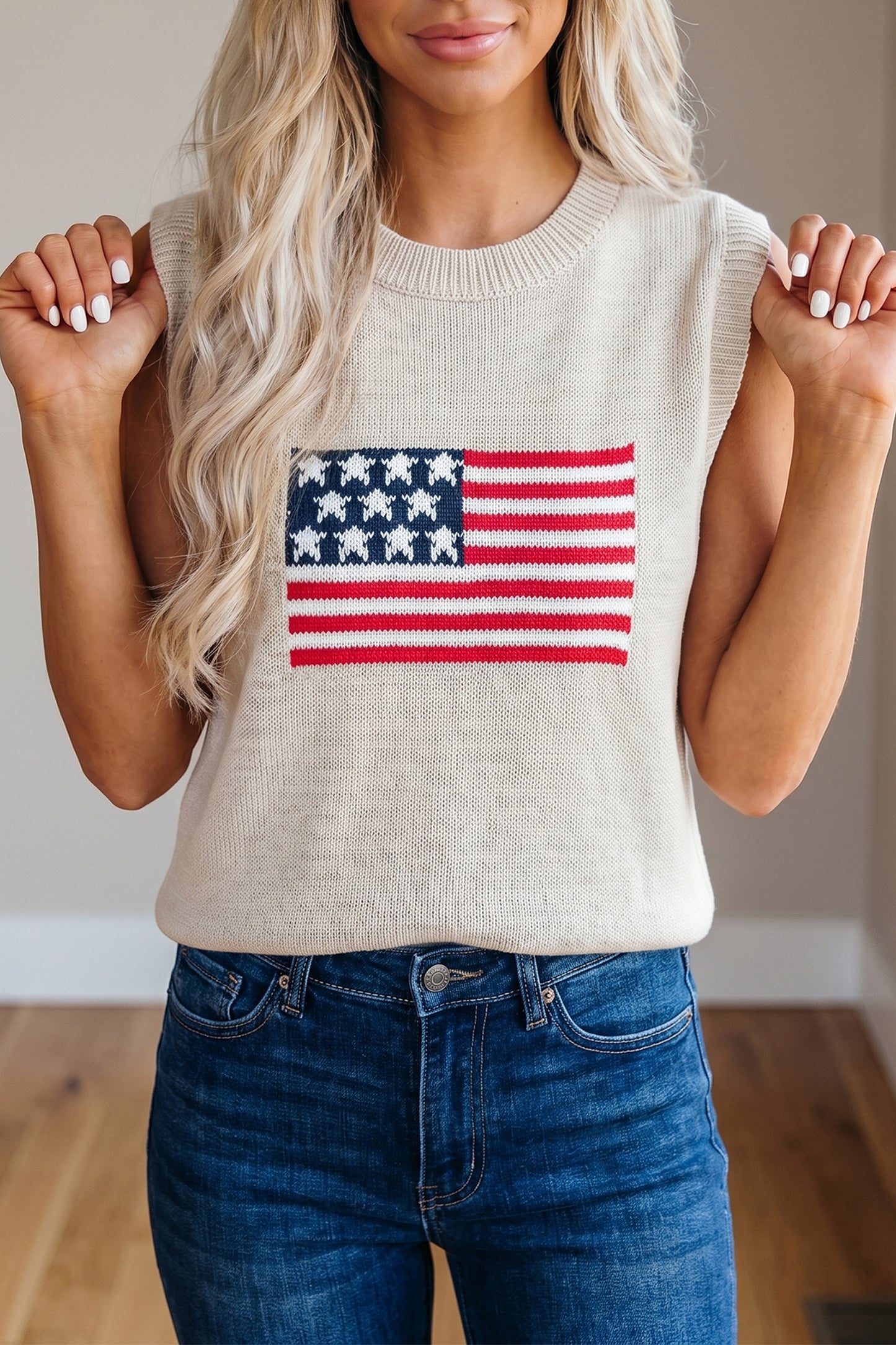 American Flag Sleeveless Sweater