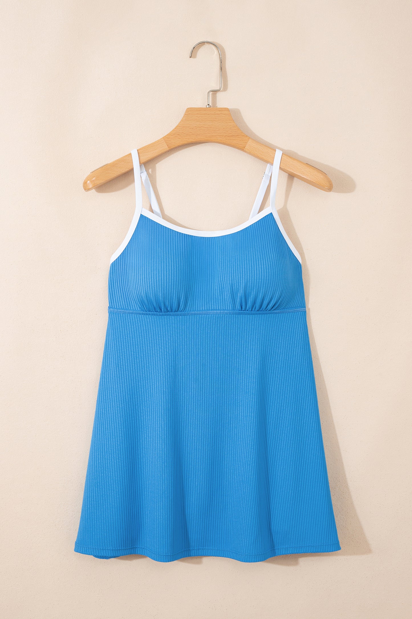 Russet Orange Color Block Edge Ribbed Pocketed Lined Swim Dress