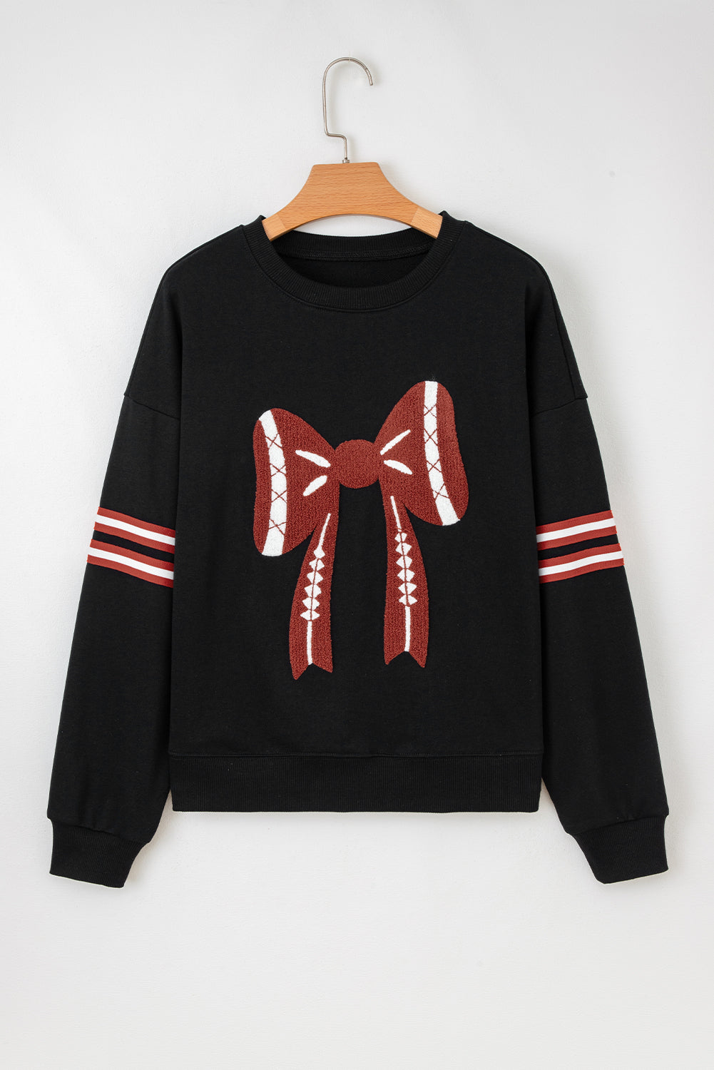 Black Varsity Football Bow Baggy Sweatshirt