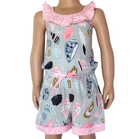 AnnLoren Girls Boutique Shells by the Seashore Jumpsuit Spring/Summer Romper